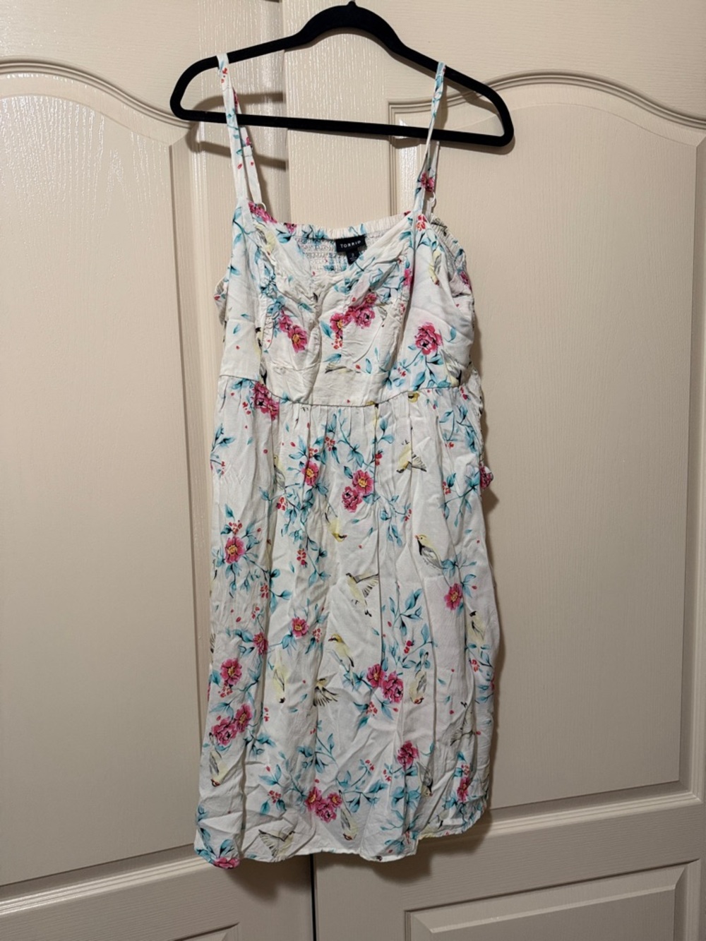 torrid White Floral Mini Dress with Pink & Teal Accents